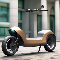 An aerodynamic, sleek electric two-wheeler scooter with a modern design, streamlined body, and smooth contours