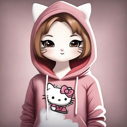 A semi-realistic, high-quality digital art piece featuring Hello Kitty in a new, trendy attire