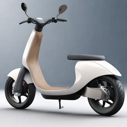 An aerodynamic, sleek electric two-wheeler scooter with a modern design, streamlined body, and smooth contours