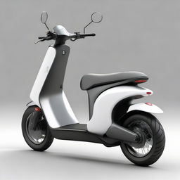 An aerodynamic, sleek electric two-wheeler scooter with a modern design, streamlined body, and smooth contours