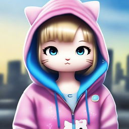 A semi-realistic digital art piece of the highest quality, illustrating Hello Kitty in a new, modern light