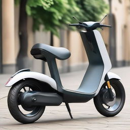 An aerodynamic, sleek electric two-wheeler scooter with a modern design, streamlined body, and smooth contours