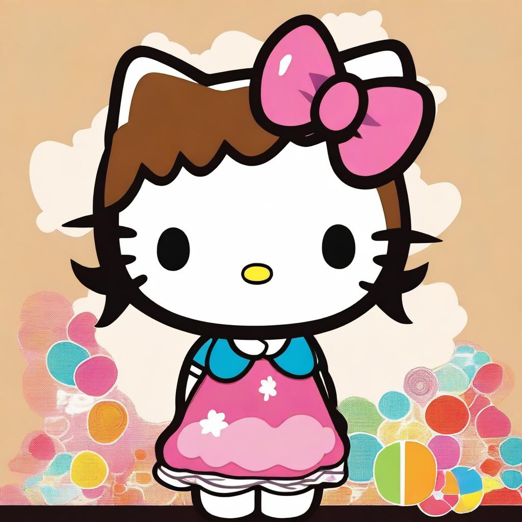 A high-quality digital art piece showcasing Hello Kitty with a fresh twist