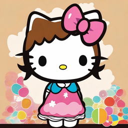 A high-quality digital art piece showcasing Hello Kitty with a fresh twist
