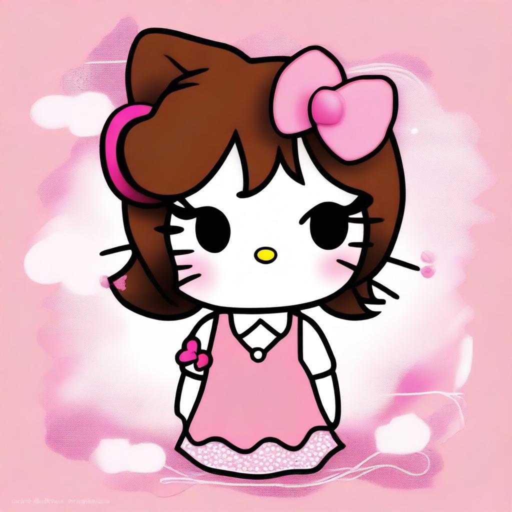 A high-quality digital art piece showcasing Hello Kitty in a unique, stylish light