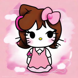 A high-quality digital art piece showcasing Hello Kitty in a unique, stylish light