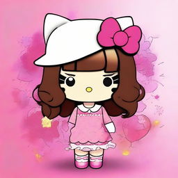 A high-quality digital art piece showcasing Hello Kitty in a unique, stylish light