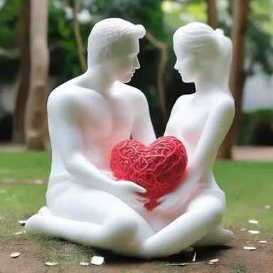The couple embarked on a romantic project to plasticise their love by creating a personalized sculpture out of plastic materials.