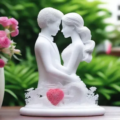 The couple embarked on a romantic project to plasticise their love by creating a personalized sculpture out of plastic materials.