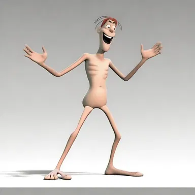 In the animated series, the character's limbs would often plasticise and stretch to extreme lengths, allowing for comically exaggerated movements.