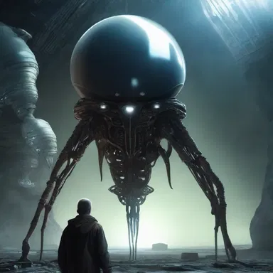 In the science fiction novel, the protagonist discovers an alien artifact that proves implemental in saving humanity.