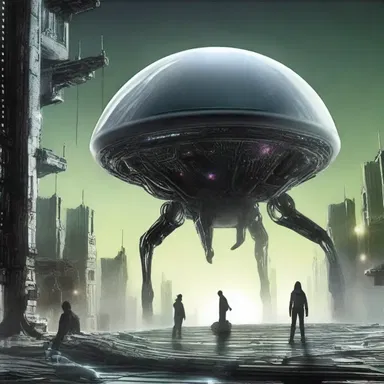 In the science fiction novel, the protagonist discovers an alien artifact that proves implemental in saving humanity.