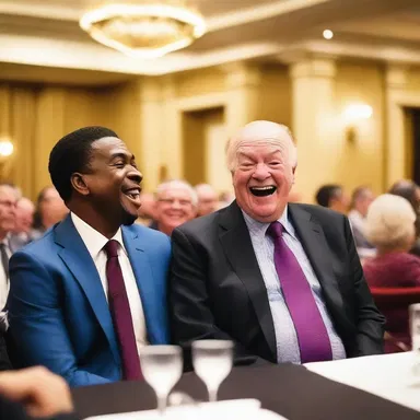 His hilarious jokes enlivened the room, filling it with laughter and joy.