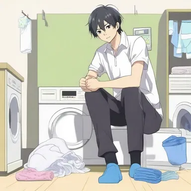 In the anime series, the protagonist discovers an unmatched sock every time he does his laundry.