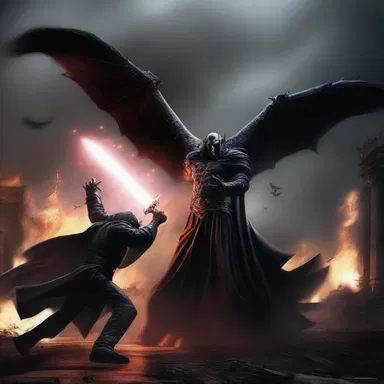 The epic battle between the forces of good and evil finally reached its finis with the defeat of the dark lord.