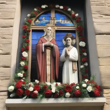 The church hired a talented window dresser to create beautiful displays for religious holidays.