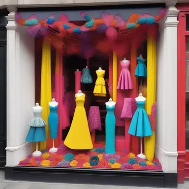 The window dresser transformed the shop window into a stunning work of art, using bold colors and unique decorations.