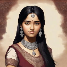 This is a high-quality digital art of a 15-year-old Indian girl