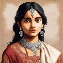 This is a tasteful, high-quality digital art of a 15-year-old Indian girl