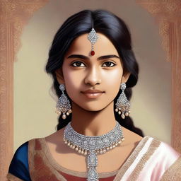 This is a tasteful, high-quality digital art of a 15-year-old Indian girl