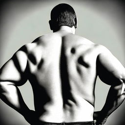 Stylized image of a large man's back