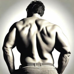 Stylized image of a large man's back