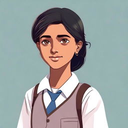 This is a respectful, high-quality digital art of a 15-year-old Indian girl
