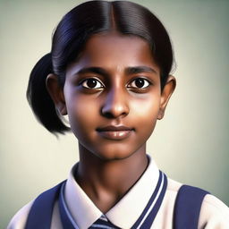 This is a realistic, high-quality digital art of an Indian schoolgirl
