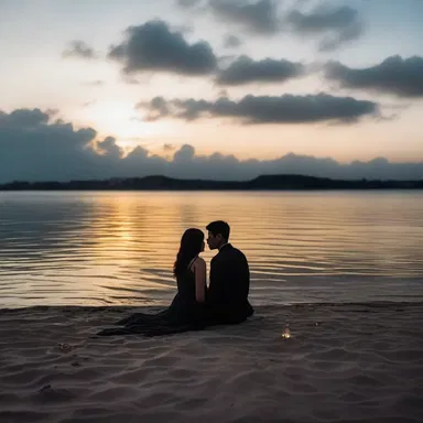 As the sun set, the sky turned a beautiful greyish-black, providing a perfect backdrop for their romantic evening.