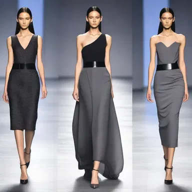 The fashion designer showcased a stunning greyish-black dress on the runway, combining elegance with a modern twist.