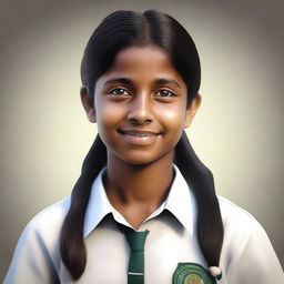 This is a realistic, high-quality digital art of an Indian schoolgirl