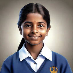 This is a realistic, high-quality digital art of an Indian schoolgirl