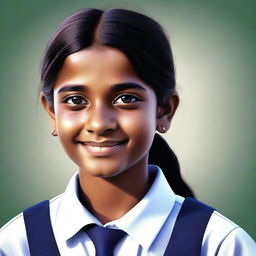 This is a realistic, high-quality digital art of an Indian schoolgirl