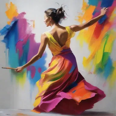 The painter skillfully depicted the act of casting with vibrant colors on canvas, capturing the beauty of the motion.