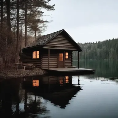 In the horror movie, the protagonist found themselves in a spooky cabin by the lake, where a mysterious figure was ominously casting a fishing line from the dock.