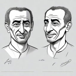 Caricature of Abdelmajid Taboune, displaying both a frontal and profile view