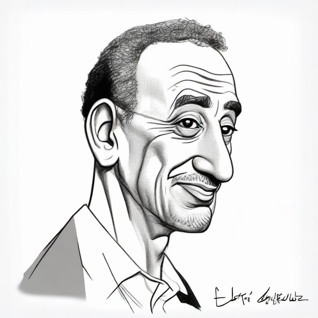 Caricature of Abdelmajid Taboune, displaying both a frontal and profile view