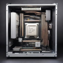 An open computer case with a clearly visible new processor installed