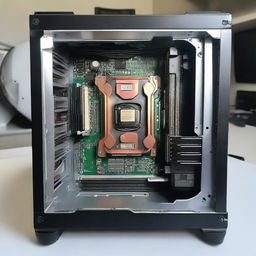 An open computer case with a clearly visible new processor installed