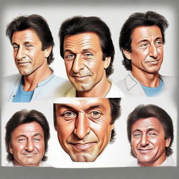 Create a realistic, highly-detailed face portrait of Imran Khan, capturing the individuality of his facial attributes.