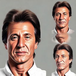 Create a realistic, highly-detailed face portrait of Imran Khan, capturing the individuality of his facial attributes.