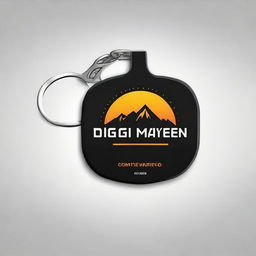 Design a key chain incorporating the logo of a company named Digi Maven. The theme should reflect the digital, innovative nature of the company.