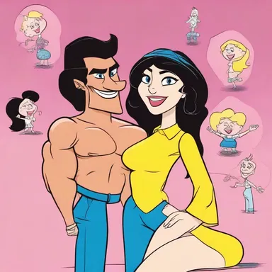 In the cartoon, the characters engage in a comical and exaggerated depiction of sexe.