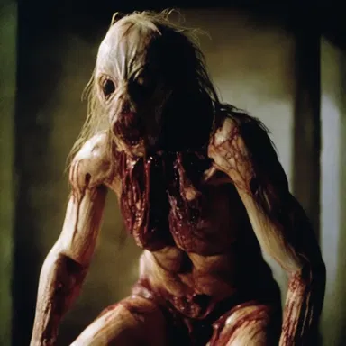 The horror movie depicted a terrifying creature that reproduced through a grotesque and horrifying sexe.