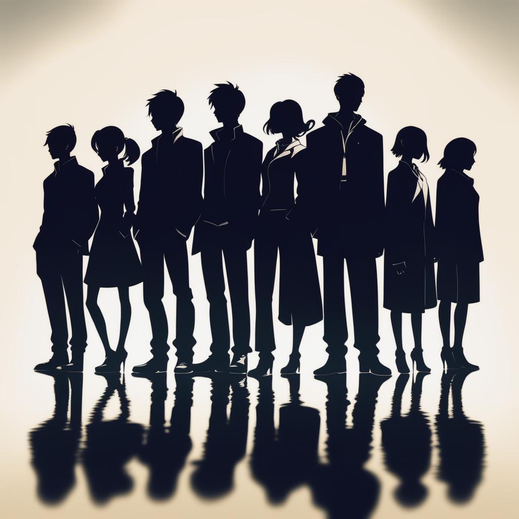 A beautifully rendered digital art image, now showcasing a group of twelve individuals