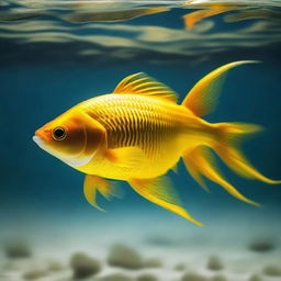 Golden fish swimming gracefully underwater