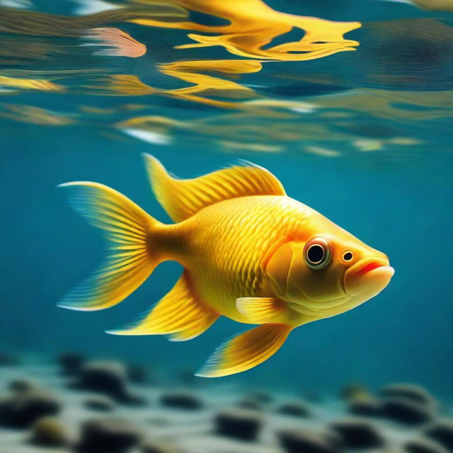 Golden fish swimming gracefully underwater