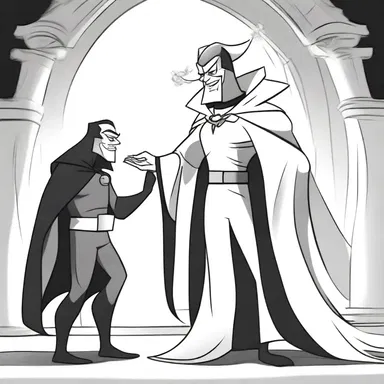 In the cartoon, the villain managed to persuade the hero to join his side through cunning manipulation.