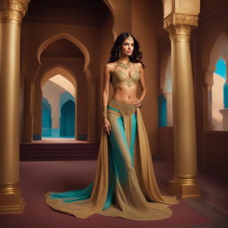 This is a high-resolution photograph of a Victoria's Secret model cosplaying as Princess Jasmine from Disney's Aladdin