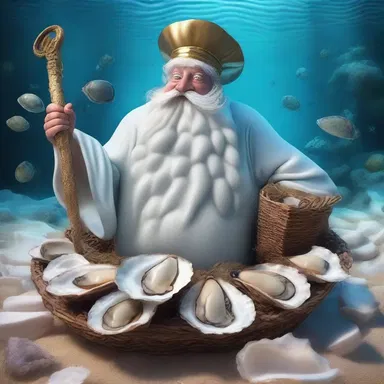 According to Greek mythology, the oyster-fish was created by Poseidon, the god of the sea, to guard the hidden treasures in his underwater palace.